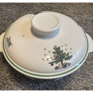 Happy Holidays 1.5 Qt Round Covered Casserole By Nikko